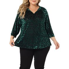 Agnes Orinda is a plus-size brand inspired by the needs of its customers. It can suit you in various occasions, show your perfect curves through appropriate tailoring, and the comfortable fabric allows you to enjoy a pleasant experience. Cut from velvet fabric for a soft, semi-sheer look, this loose-fitting shirt is patterned all over with Polka Dots for a velvet like feel. With mesh elastic v neckline and voluminous puffed sleeves, pair yours with skinny jeans and heeled boots for your evening Plus Size Christmas Party, Jeans And Heeled Boots, Peter Pan Dress, Plus Size Velvet, Plus Size Christmas, Velvet Blouse, Perfect Curves, Plus Size Brands, Sequin Party Dress