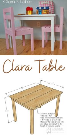 a table and two chairs with measurements for the legs on each side, in front of a