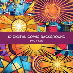 an abstract background with the title 10 digital comic background png files