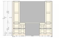 a drawing of the front and back sides of a building with measurements for each section