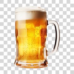 a beer mug filled with liquid on top of a checkerboard background png