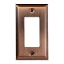 an image of a single gang light switch plate in antique copper finish with screws