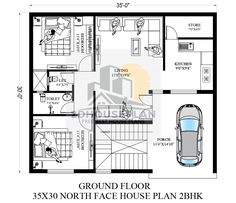 ground plan for 3 bedroom house plan with 2 bhk in the middle floor