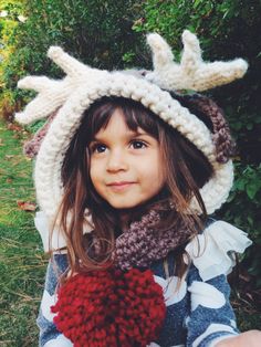 PATTERN for Reindeer Hat Rudolph Hood Cowl Scarf by TwoOfWandsShop Reindeer Hat, Hood Pattern, Mattress Stitch, Scarf Knit, Baby Scarf, Christmas Knitting Patterns, I Cord, Hooded Scarf, Cowl Scarf