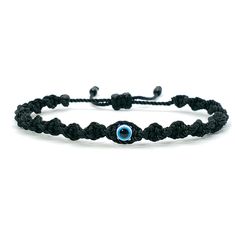 Fashionable And Durable Hand-Made Black String Braided Bracelet With An Evil Eye For Wrist Sizes 6 To 9 Inches. With An Easy To Use Zip Like Function To Fit Your Wrist, You'll Have It On As Soon As You Get It. Made From High-Quality Black String, It Will Be Sure To Last. Wearing An Evil Eye As An Amulet Is Believed To Provide Protection Against Evil Forces. The Evil Eye Meaning Has Symbolism In Almost Every Country In The World And In Every Religion. Each Bracelet Is Carefully Handcrafted And Gi Eye Meaning, Evil Eye Bracelet, Braided Bracelets, Evil Eye, Handcrafted Jewelry, Jewelry Crafts, Braids, Women Jewelry, Women Shopping