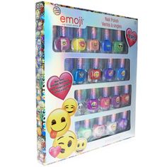 Emoji Character 18 PC Nail Polish Set Non-Toxic Peelable Emoji Characters, Ongles Nails, Boyfriend Crafts, Nail Polish Set, Diy Wine Rack, Easter Bunny Decorations, Hand Crochet Baby Blanket