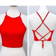 Red Strappy Criss Cross Backless Halter Crop Top Women’s Size M Made In China Approximate Measurements (Flat Lay): Length: 13.5 In. (Straps Not Included In Measurement) Bust: 19 In. Condition: New Without Tags Features: Halter Neckline Lightweight Stretch Tie Back Closure Reasonable Offers Welcome Feel Free To Contact Us About Any Questions Regarding Item A-134 A-160 Red Fitted Halter Top With Built-in Bra, Fitted Red Halter Top With Built-in Bra, Red Crop Top With Built-in Bra For Party, Red Halter Top With Built-in Bra For Summer, Red Crop Top With Built-in Bra For Night Out, Chic Stretch Red Halter Top, Chic Red Stretch Halter Top, Red Halter Top For Summer Parties, Red Halter Top For Night Out In Spring