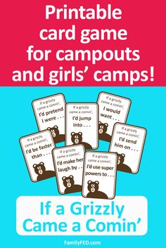 the printable card game for girls'camps