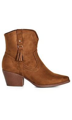 Plus Size Tassel Tan Mid Boot Tassels, Ankle Boot