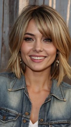 Mary Kate Olsen Short Hair, Blonde Balayage Short Hair Shoulder Length Layered Hairstyles, Blond Layered Hair Medium, Latest Haircuts For Women 2024, Bob For Long Face Shape, Rounded Bob Haircut With Bangs, Straight Long Bob Haircut, Tea Leoni Hairstyles, Woman Haircut 2024