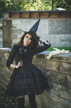 Victorian witch outfit featuring a black mourning dress by Gloomth. Find it on our site in sizes S-5XL #gloomth #witch #halloween #october #halloweenoutfit #witch #victorianwitch #victoriandress #victorianmourning #blackdress #gothicfashion #goth #gothic #gothicvictorian #alt Witch Halloween, Inspired Dress, Toronto Canada