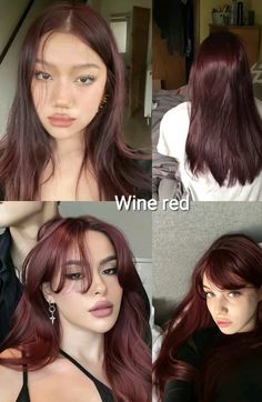 Black And Red Hair, Wine Hair Color, Mekap Mata, Wine Red Hair, Hair Color Underneath, Red Hair Inspo, Wine Hair, Cherry Hair