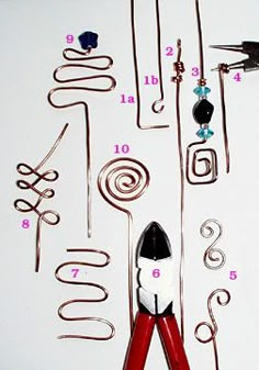 an assortment of scissors and wire hangers on a white wall with instructions for how to use them