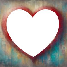 a large white heart on a colorful background