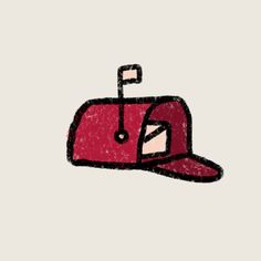 a drawing of a red baseball cap