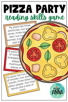 reading skills for pizza party with pictures and words on the page to help students learn how to