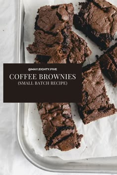 coffee brownies are cut into squares and placed on top of each other in a baking pan