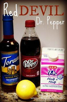 the ingredients for red devil dr pepper are shown