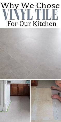 a kitchen floor that has been cleaned and is being used as a vinyl tile for the floors