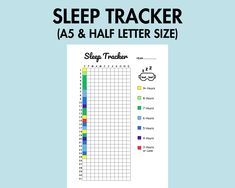 a sleep tracker with the words sleep tracker as and half letter size