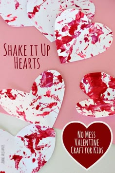 valentine's day craft for kids to make with paper heart shapes and melted paint