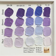 the swatches are all different shades of purple