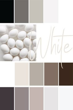 the color scheme for white is shown in shades of brown, beige and greys