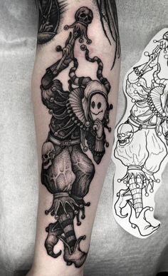 Jester Tattoo Jokers, Jester Tattoo, Pine Tattoo, Realistic Tattoo Sleeve, Clown Tattoo, Insect Tattoo, Men Tattoos Arm Sleeve, New Tattoo Designs, Scary Tattoos