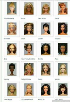 the barbie dolls are all different styles and sizes