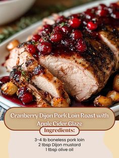 cranberry dijon pork loin roast with apple cider glaze