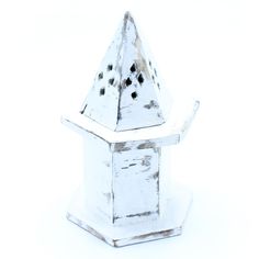 Incense Holder - Pyramid Mini House - White Washed - SHAMTAM.COM Tea Jewelry, Candles Storage, Wooden Lanterns, Whitewash Wood, Plant Vase, Incense Holders, Incense Cones, Ancient Wisdom, Mini House