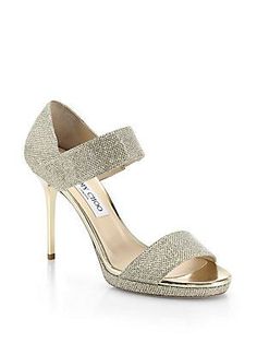 Jimmy Choo Alana Lam? Wide-Strap Sandals Jimmy Choo Wedding Shoes, Jimmy Choo Gold, Tie Up Sandals, Strappy Platform Sandals, Jimmy Choo Heels, Sandals Gold, Ankle Strap Wedges, Bride Shoes