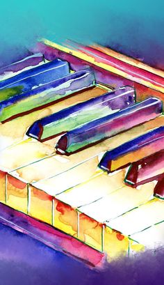 an abstract painting of a piano keyboard