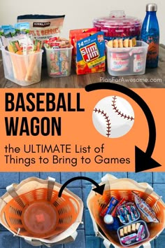 the ultimate baseball wagon is filled with games and snacks