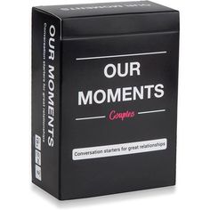 a black box with the words our moments on it