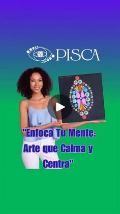 a woman holding up a piece of paper with the words,'enfoca tu meme arte que calma y central