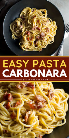 Learn how to make Pasta Carbonara with this simple, smoky, and delicious recipe! A hearty dinner recipe for the ultimate yummy comfort food. With just a few ingredients, you’ll create a creamy, satisfying dish with this pasta carbonara recipe that everyone will love! Pasta Recipes With Chicken, Homemade Pasta Recipes, Simple Pasta Recipes, Pasta Recipes For Dinner, Chicken Italian, Pasta Carbonara Recipe