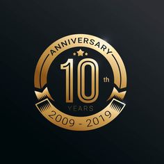 the 10th anniversary logo is shown in gold