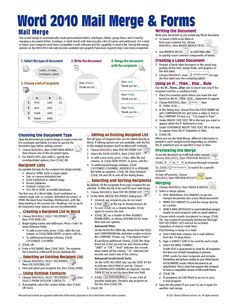 the word 2010 mail merge & forms poster is shown in blue and white, with an orange