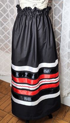 Red Ribbon Skirts Native American, Traditional Black Long Skirt, Traditional Long Black Skirt, Traditional Black Lined Skirt, Ribbon Skirts Pattern, Band Shirt, Jingle Dress, Ribbon Shirt, Grey Ribbon