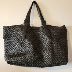 Nwt Falore Leather Woven Tote Bag. Gorgeous, Buttery Soft Leather. Measures 21"X 12". This Bag Has A Few Minor Imperfections (Shown In Pictures) Leather Weave Bag, Leopard Print Accessories, Woven Leather Tote, Burberry Tote, Woven Leather Bag, Tory Burch Tote, Pocket Books, Woven Tote Bag, Nylon Tote