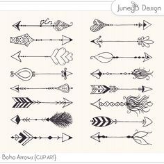 an assortment of different arrows on a white paper with the words design written in black ink