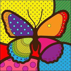 a colorful butterfly with dots on it's wings