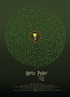 the poster for harry potter's movie, which features a maze with a cup in it