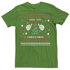 He'll love wearing this Men's This Guy Loves Christmas Ugly Sweater Style Graphic Tee. Crewneck Short sleeves FABRIC & CARE Cotton Machine wash Imported Color: Green. Gender: male. Age Group: adult. Style Graphic Tee, Christmas Ugly Sweater, Christmas Sweater Men, Xmas Sweater, Sweater Style, Diy Shirt, Women's Costumes, This Guy, Christmas Women