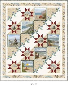 a quilt with many pictures on it