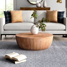 a living room scene with focus on the coffee table