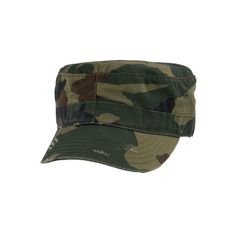 This military style cap has wash worn appearance, giving it a vintage or rugged look. The hat features an intentional distressing, such as frayed edges or intentionally made holes, to give it a more rugged aesthetic. Size: One Size.  Color: Green.  Gender: unisex.  Age Group: adult.  Pattern: camo. Military Style Camouflage Flat Cap, Military Style Baseball Cap With Flat Brim, Rugged Aesthetic, Army Cap, Rugged Look, Military Style, Military Fashion, Cloth Bags, Hat Fashion