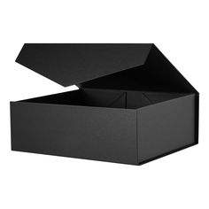 an open black box on a white background