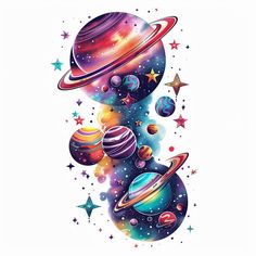 Dynamic Galaxy Tattoo Flash Planet Alignment Tattoo, Out Of This World Tattoo Ideas, Color Space Tattoo, Space Chest Tattoo, Galaxy Back Tattoo, Galaxy Tattoo Ideas, Galaxy Tattoo Design, Galaxy Tattoos, Watercolor Galaxy Tattoo